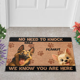 Personalized “No Need to Knock” Doormat – Custom Dog & Cat Doormat with Pet Names – Funny Welcome Mat