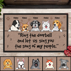 Ring The Doorbell And Let Us Sing You The Song Of My People, Paws On The Brown Background, Personalized Dog Doormat