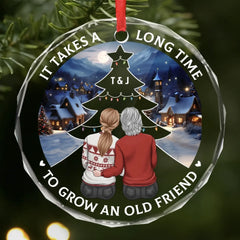 Custom Circle Glass Ornament - Personalized Best Friend Birthday Gifts For Women, Besties, Sisters, BFF - Friends Forever More Precious Than Gold